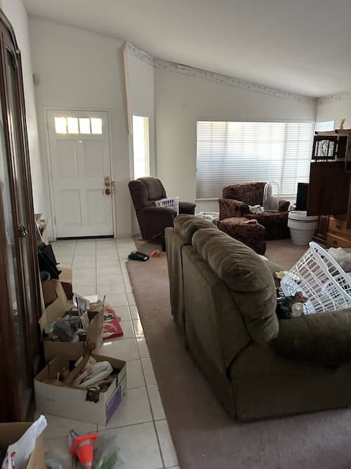Inside view of a neglected home in Southern California before being cleaned out and renovated by Exclusive SoCal Home Buyers.
